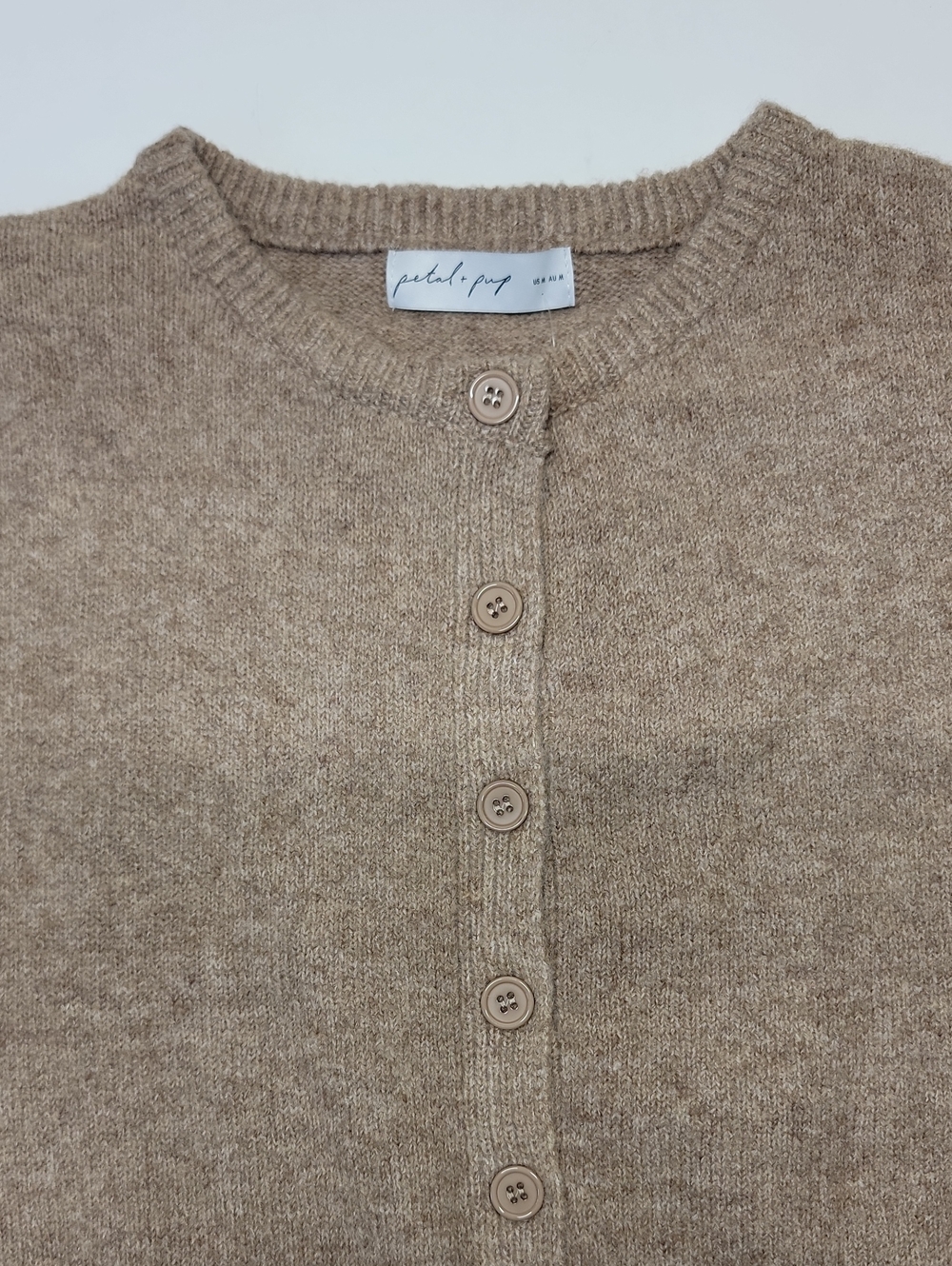 Petal & Pup Beige Button-Front Knit Wool-Blend Cardigan Sz Medium NWOT